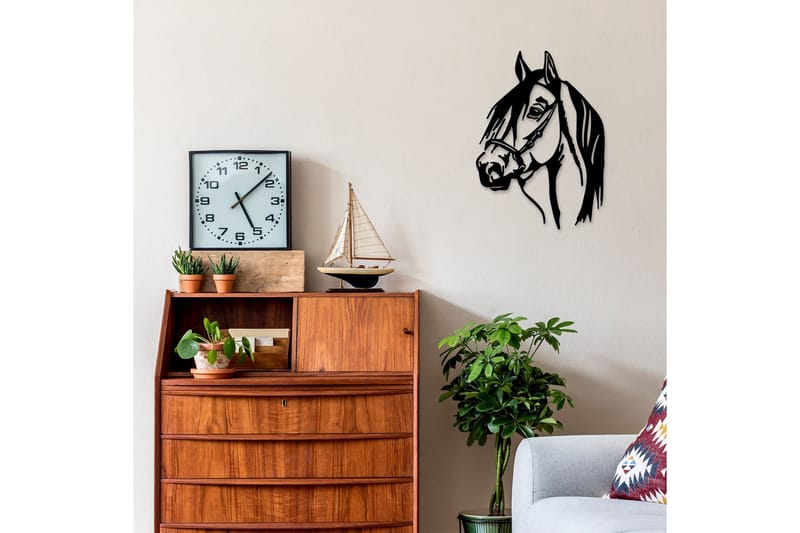 Horse Head Väggdekor - Svart - Inredning & dekor - Väggdekor - Skyltar - Plåtskylt