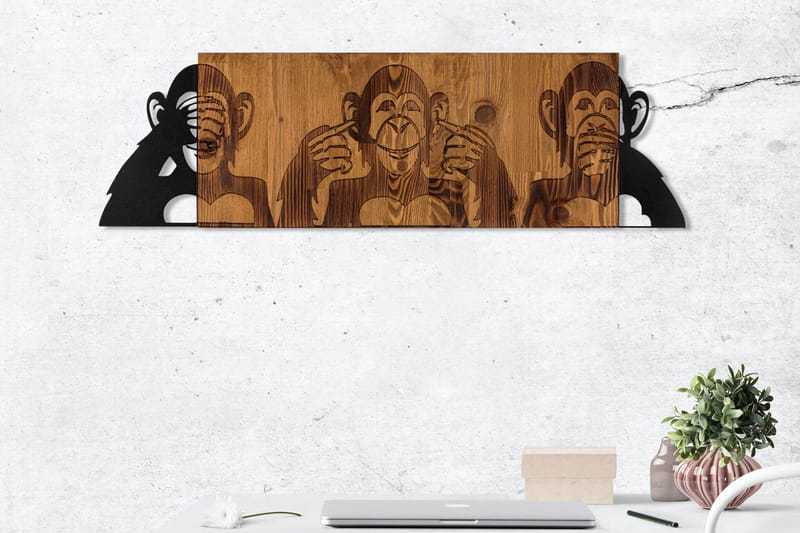 I didn't see I didn't hear I don't know Väggdekor - Svart/Valnöt - Inredning & dekor - Väggdekor - Skyltar - Plåtskylt