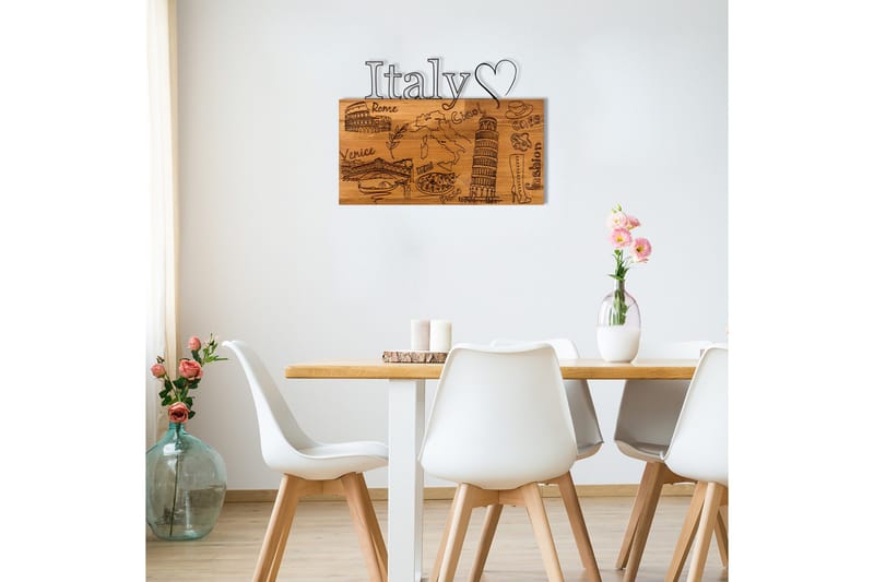 I Love You Italy Väggdekor - Svart/Valnöt - Inredning & dekor - Väggdekor - Skyltar - Plåtskylt
