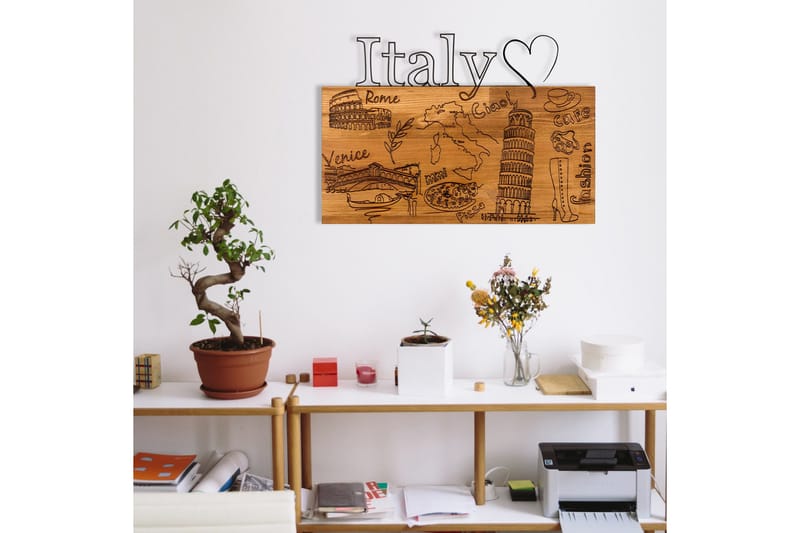 I Love You Italy Väggdekor - Svart/Valnöt - Inredning & dekor - Väggdekor - Skyltar - Plåtskylt