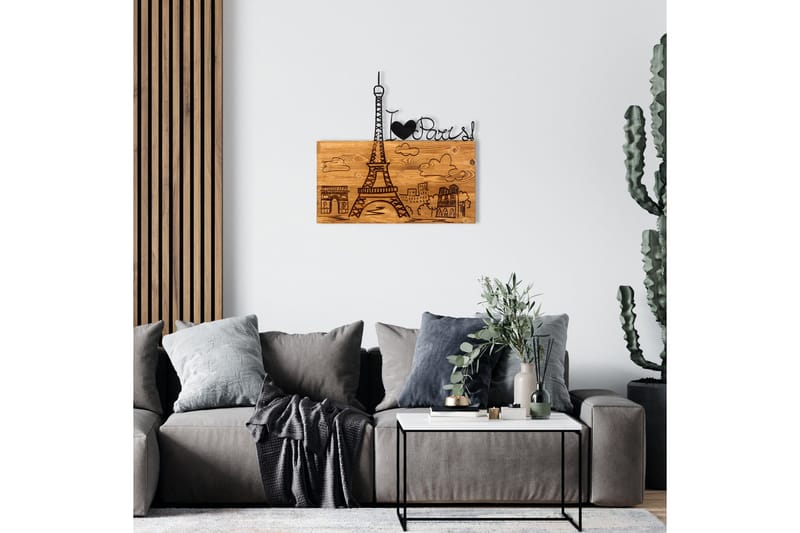 I Love You Paris Väggdekor - Svart/Valnöt - Inredning & dekor - Väggdekor - Skyltar - Plåtskylt