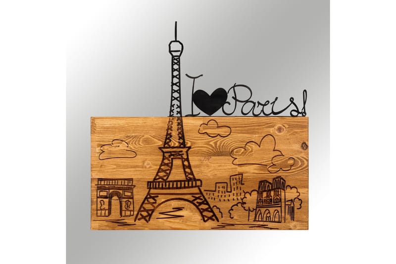 I Love You Paris Väggdekor - Svart/Valnöt - Inredning & dekor - Väggdekor - Skyltar - Plåtskylt