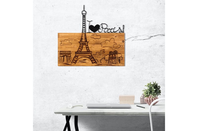 I Love You Paris Väggdekor - Svart/Valnöt - Inredning & dekor - Väggdekor - Skyltar - Plåtskylt