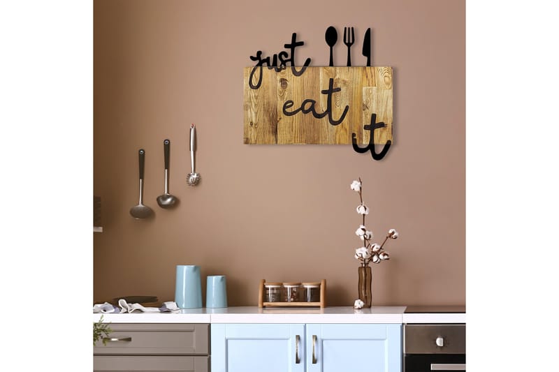 Just Eat It Väggdekor - Svart/Valnöt - Inredning & dekor - Väggdekor - Skyltar - Plåtskylt