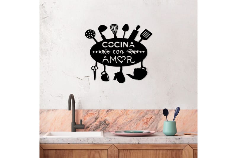 Kitchen With Love Väggdekor - Svart - Inredning & dekor - Väggdekor - Skyltar - Plåtskylt