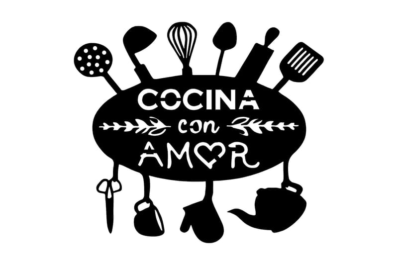 Kitchen With Love Väggdekor, Svart