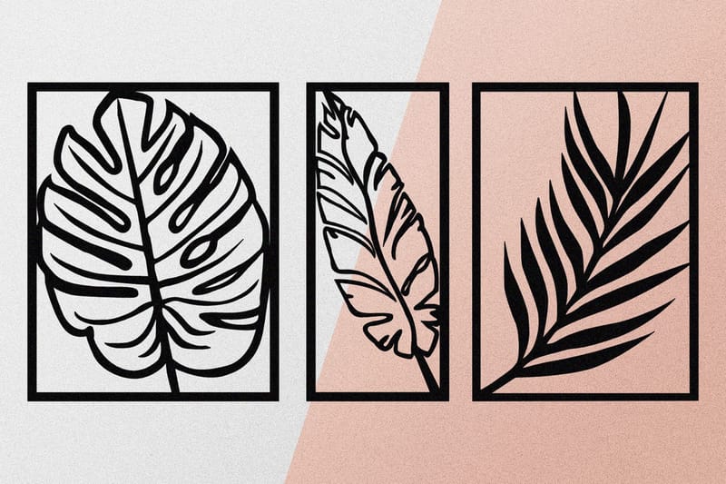 Leaf 2 Väggdekor - Svart - Inredning & dekor - Väggdekor - Skyltar - Plåtskylt