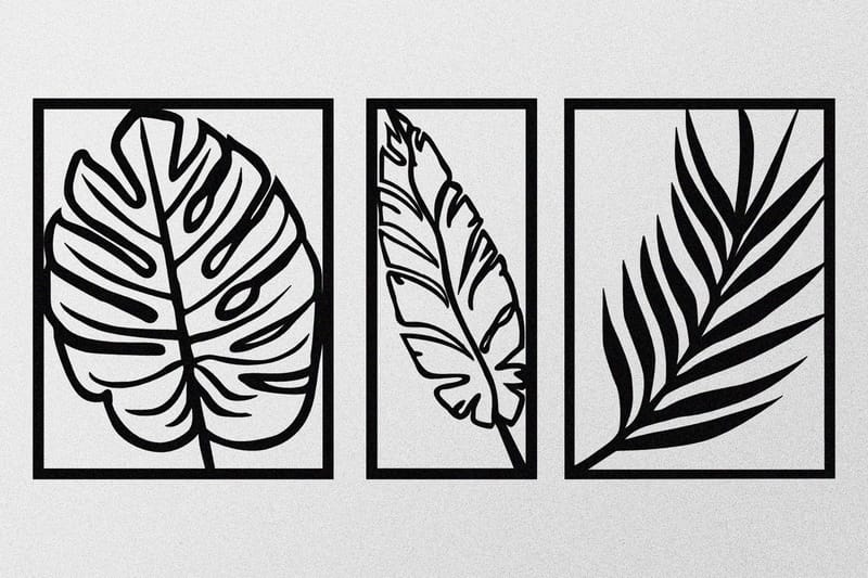 Leaf 2 Väggdekor - Svart - Inredning & dekor - Väggdekor - Skyltar - Plåtskylt