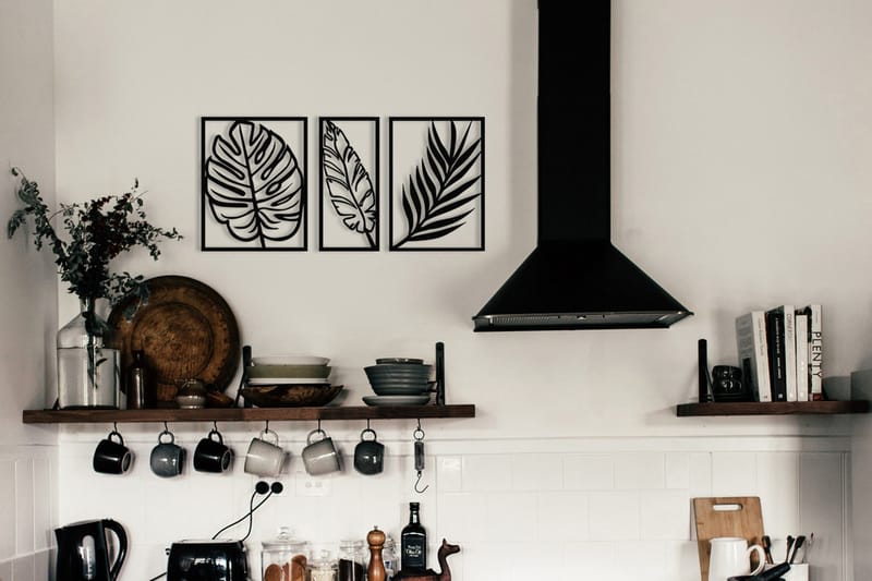 Leaf 2 Väggdekor, Svart