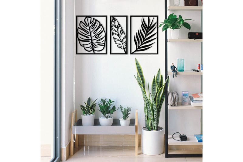 Leaf 2 Väggdekor - Svart - Inredning & dekor - Väggdekor - Skyltar - Plåtskylt