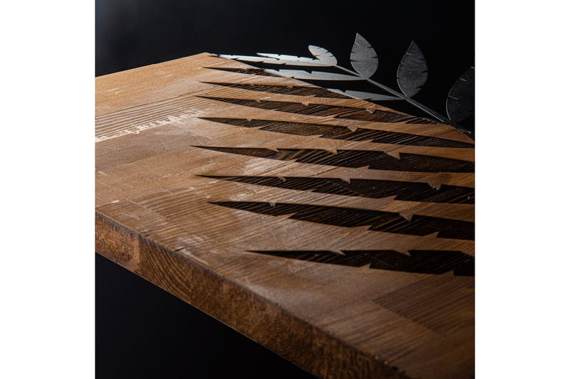 Leaf 3 Väggdekor - Svart/Valnöt - Inredning & dekor - Väggdekor - Skyltar - Plåtskylt