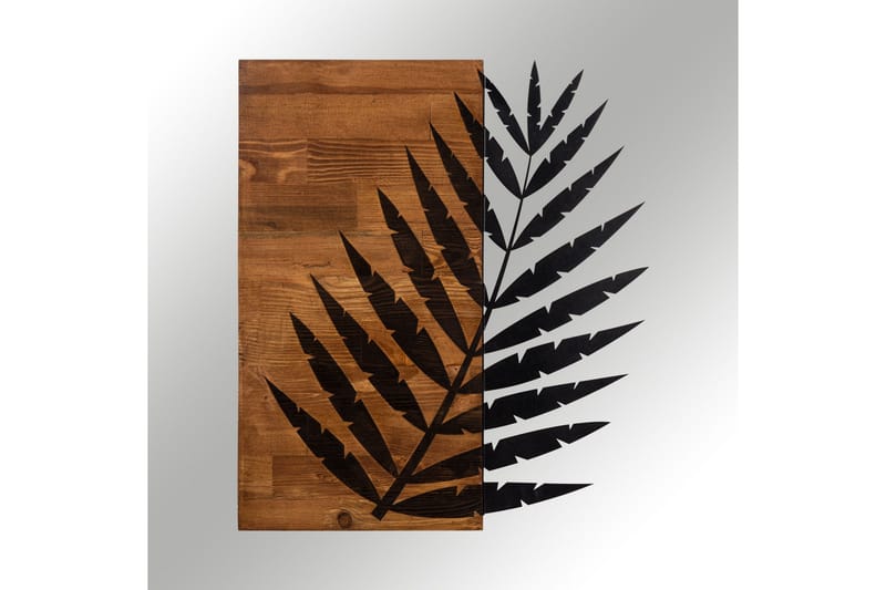Leaf 3 Väggdekor - Svart/Valnöt - Inredning & dekor - Väggdekor - Skyltar - Plåtskylt