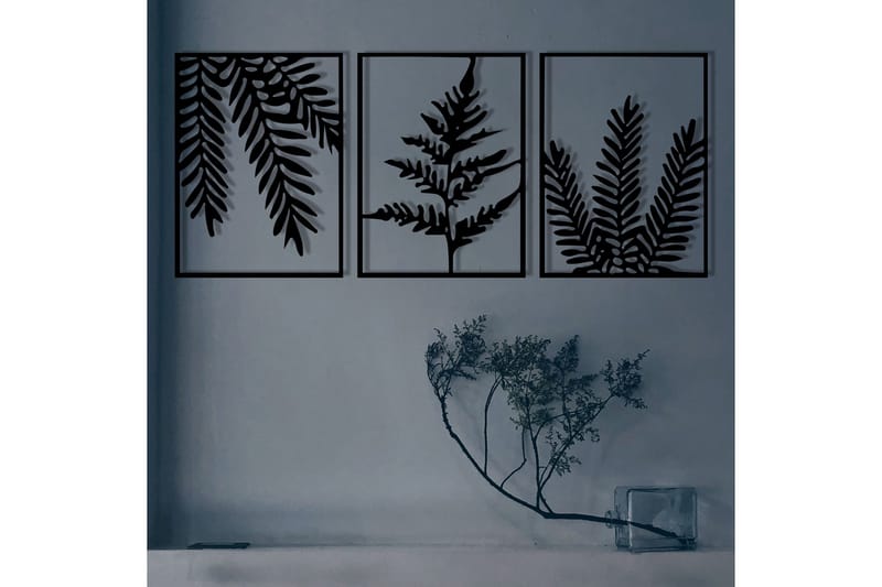 Leaf Pieces Väggdekor - Svart - Inredning & dekor - Väggdekor - Skyltar - Plåtskylt