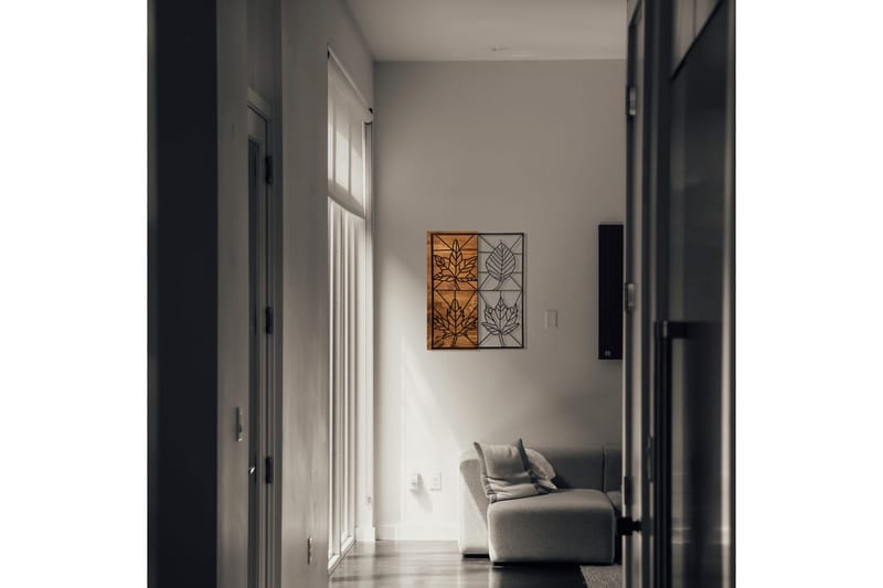 Leaves Väggdekor - Svart/Valnöt - Inredning & dekor - Väggdekor - Skyltar - Plåtskylt