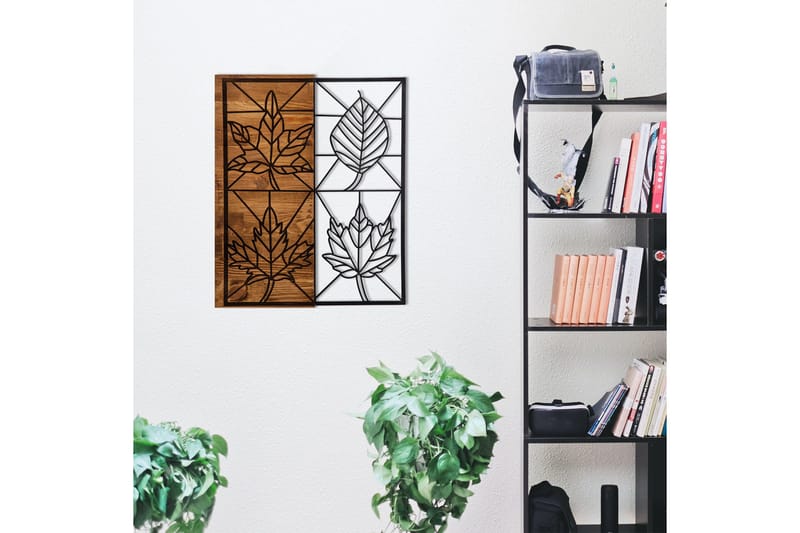 Leaves Väggdekor - Svart/Valnöt - Inredning & dekor - Väggdekor - Skyltar - Plåtskylt