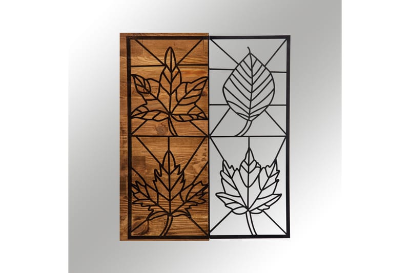 Leaves Väggdekor - Svart/Valnöt - Inredning & dekor - Väggdekor - Skyltar - Plåtskylt