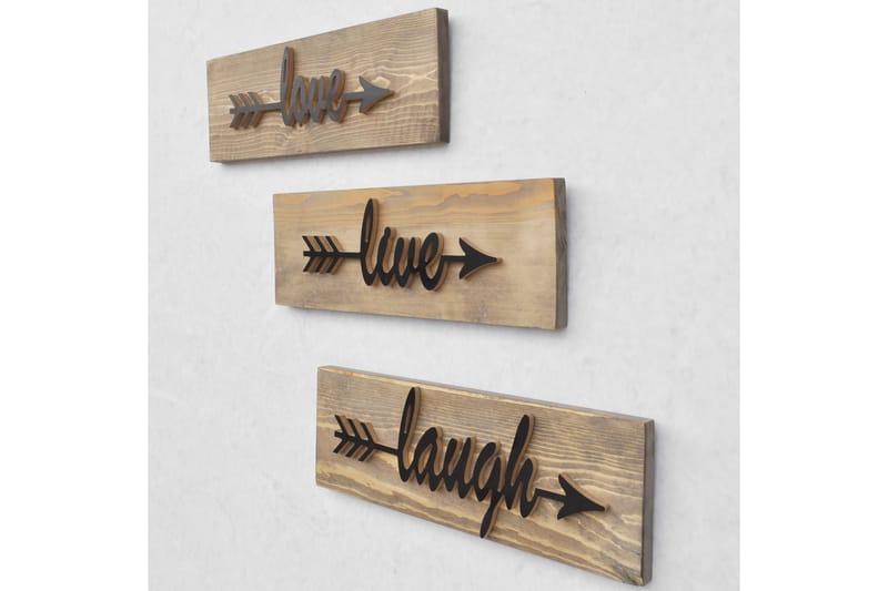 LESPALME Väggdekoration Love Live Laugh' Trä - Trä - Inredning & dekor - Väggdekor - Skyltar - Plåtskylt