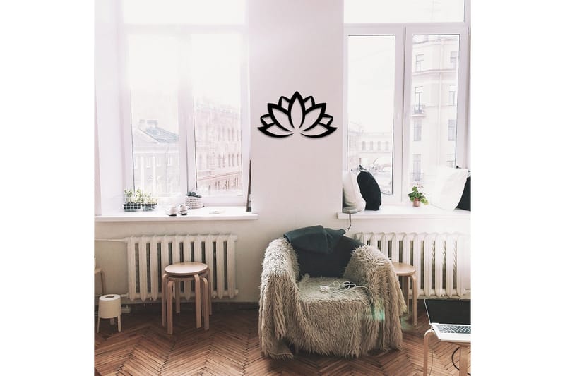 Lotus Flower 2 Väggdekor - Svart - Inredning & dekor - Väggdekor - Skyltar - Plåtskylt