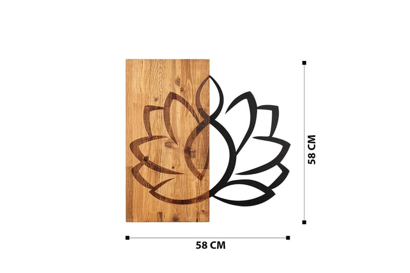 Lotus Väggdekor - Svart/Valnöt - Inredning & dekor - Väggdekor - Skyltar - Plåtskylt