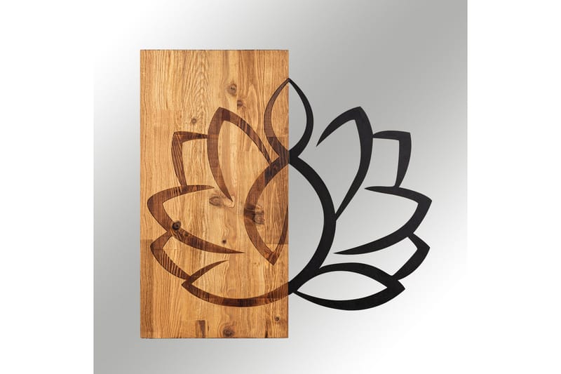 Lotus Väggdekor - Svart/Valnöt - Inredning & dekor - Väggdekor - Skyltar - Plåtskylt