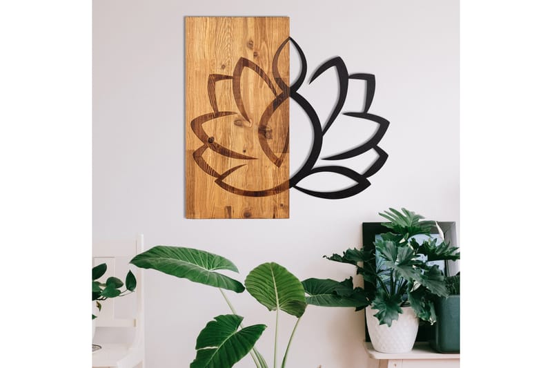 Lotus Väggdekor - Svart/Valnöt - Inredning & dekor - Väggdekor - Skyltar - Plåtskylt