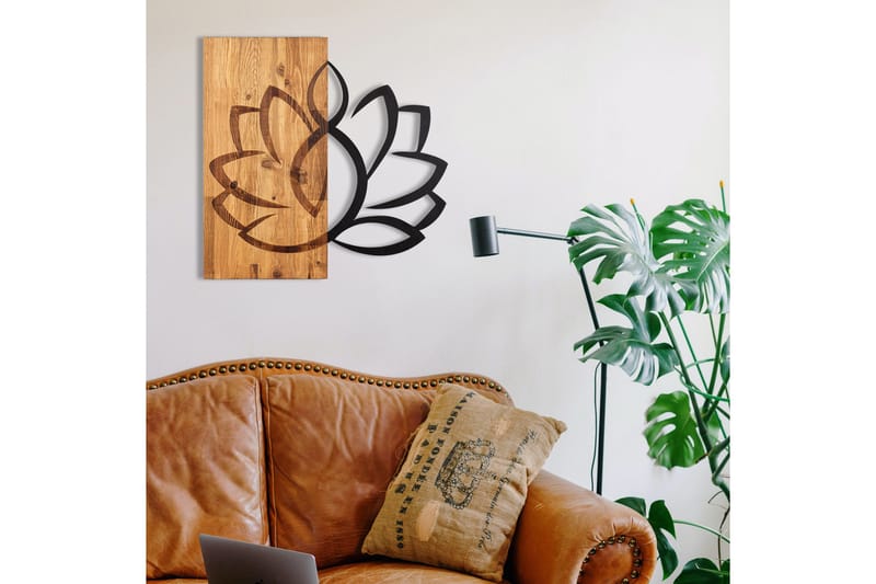Lotus Väggdekor - Svart/Valnöt - Inredning & dekor - Väggdekor - Skyltar - Plåtskylt