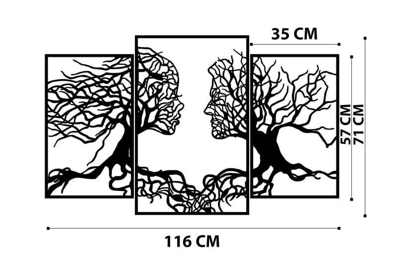 LOVE TREE Väggdekor Svart - Plåtskylt