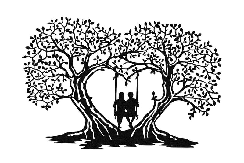 LOVE TREE Väggdekor Svart - Inredning & dekor - Väggdekor - Skyltar - Plåtskylt