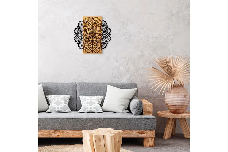 Mandala 2 Väggdekor - Natur/Svart - Inredning & dekor - Väggdekor - Skyltar - Plåtskylt