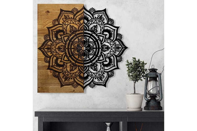 MANDALA 6 Väggdekor Svart/Valnöt - Inredning & dekor - Väggdekor - Skyltar - Plåtskylt