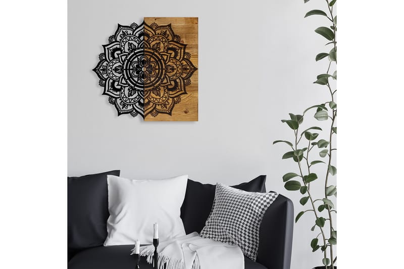 MANDALA 6 Väggdekor Svart/Valnöt - Inredning & dekor - Väggdekor - Skyltar - Plåtskylt