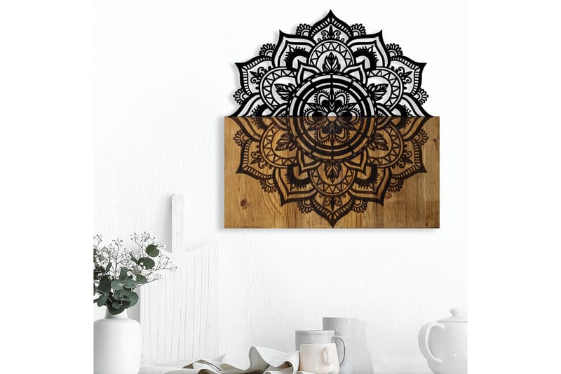Mandala 6 Väggdekor - Svart/Valnöt - Inredning & dekor - Väggdekor - Skyltar - Plåtskylt