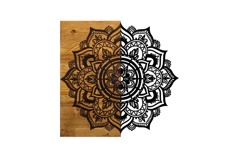 Mandala 6 Väggdekor, Svart/Valnöt