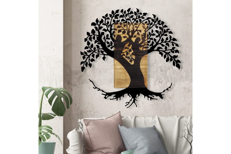 Monument Tree Väggdekor - Svart/Valnöt - Inredning & dekor - Väggdekor - Skyltar - Plåtskylt