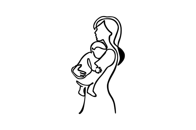 MOTHER AND BABY Väggdekor Svart - Plåtskylt