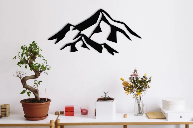 Mountain 1 Metal Väggdekor, Svart