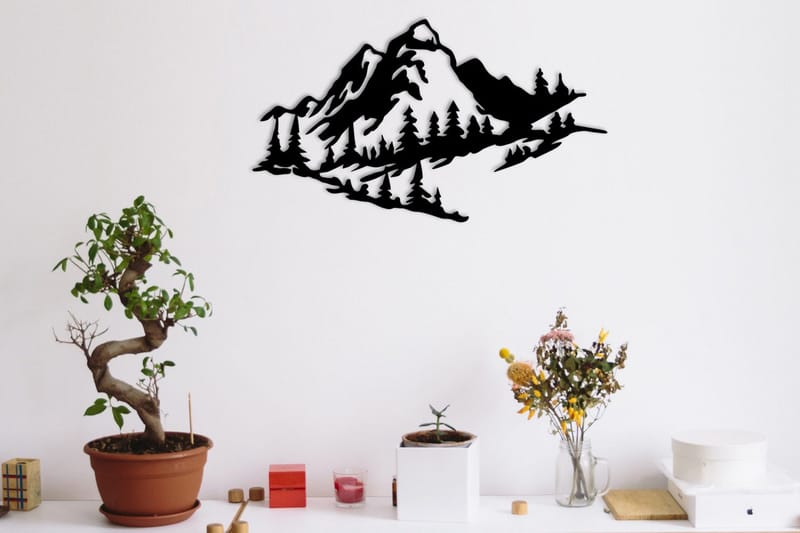 Mountain 2 Metal Väggdekor, Svart