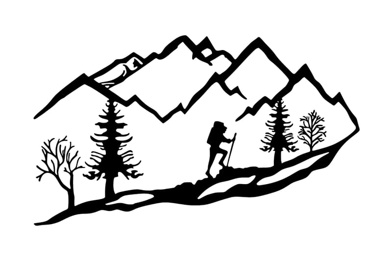 Mountain Climbing Väggdekor, Svart