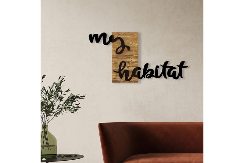 MY HABITAT Väggdekor Svart/Valnöt - Inredning & dekor - Väggdekor - Skyltar - Plåtskylt