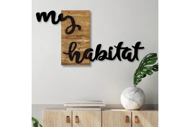 MY HABITAT Väggdekor Svart/Valnöt - Plåtskylt