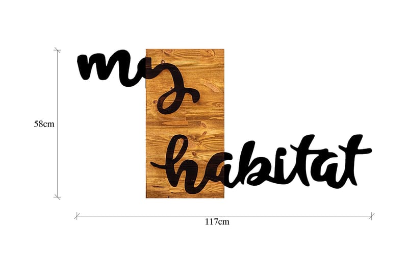 MY HABITAT Väggdekor Svart/Valnöt - Inredning & dekor - Väggdekor - Skyltar - Plåtskylt
