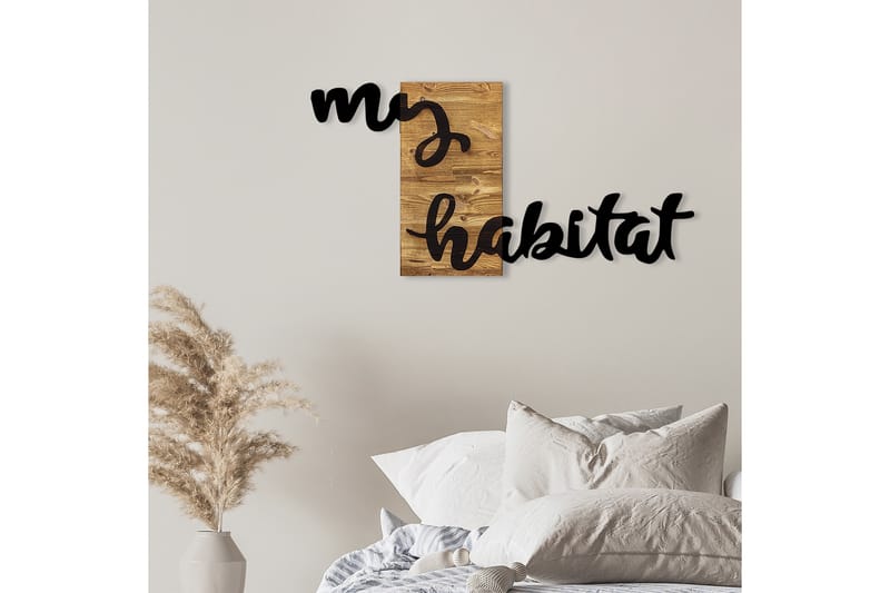 MY HABITAT Väggdekor Svart/Valnöt - Inredning & dekor - Väggdekor - Skyltar - Plåtskylt