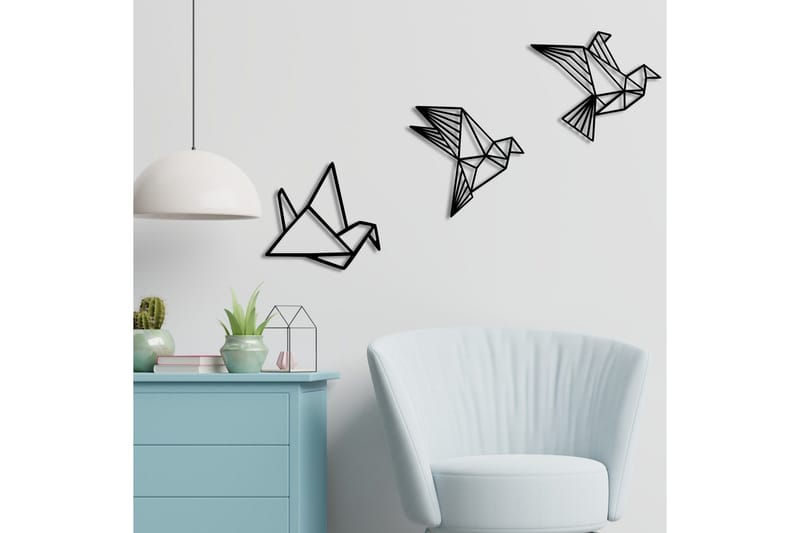 Origami Väggdekor - Svart - Inredning & dekor - Väggdekor - Skyltar - Plåtskylt