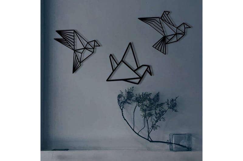 Origami Väggdekor - Svart - Inredning & dekor - Väggdekor - Skyltar - Plåtskylt