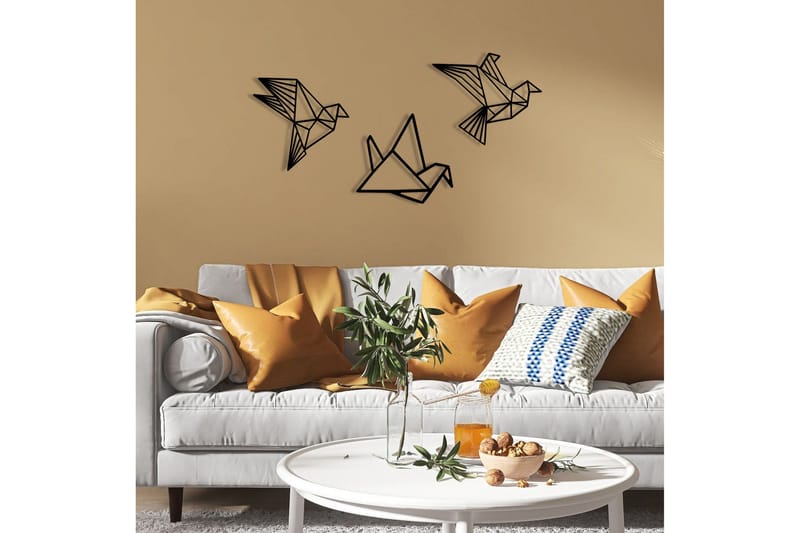 Origami Väggdekor - Svart - Inredning & dekor - Väggdekor - Skyltar - Plåtskylt