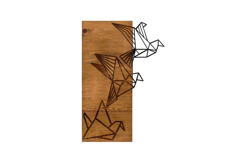 ORIGAMI Väggdekor Svart/Valnöt - Inredning & dekor - Väggdekor - Skyltar - Plåtskylt