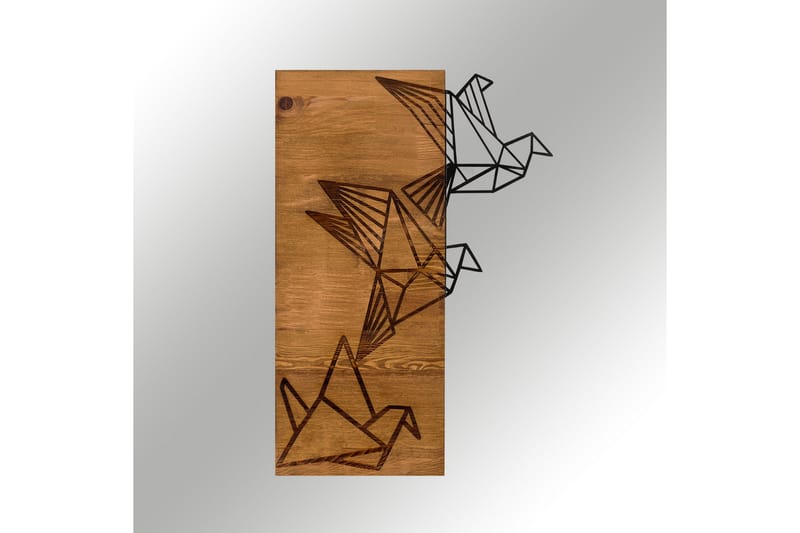ORIGAMI Väggdekor Svart/Valnöt - Inredning & dekor - Väggdekor - Skyltar - Plåtskylt