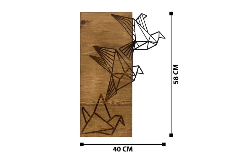 ORIGAMI Väggdekor Svart/Valnöt - Inredning & dekor - Väggdekor - Skyltar - Plåtskylt