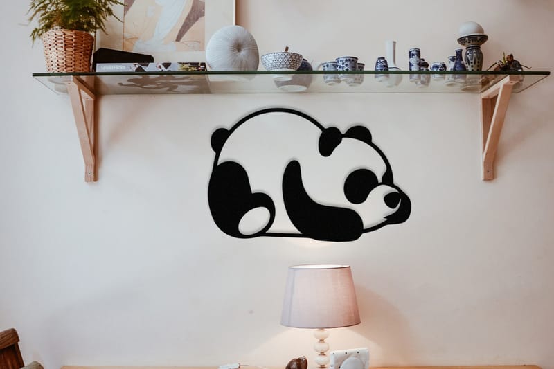 PANDA Väggdekor Svart - Inredning & dekor - Väggdekor - Skyltar - Plåtskylt