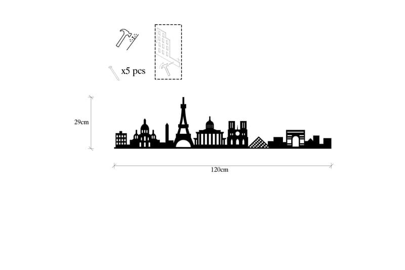 Paris Skyline Väggdekor - Svart - Inredning & dekor - Väggdekor - Skyltar - Plåtskylt